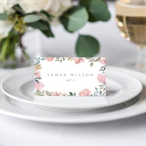 Blush Place Cards Wedding Place Card Template Editable Template Dusty Pink Floral Place Cards Printable Place Card Seating Cards Name Cards