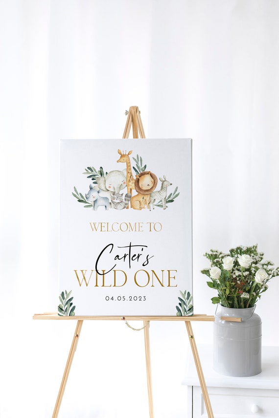 Safari Birthday Welcome Sign, Wild One Welcome Sign, Safari First Birthday Welcome Template, 1st Birthday Sign, Editable Welcome Sign