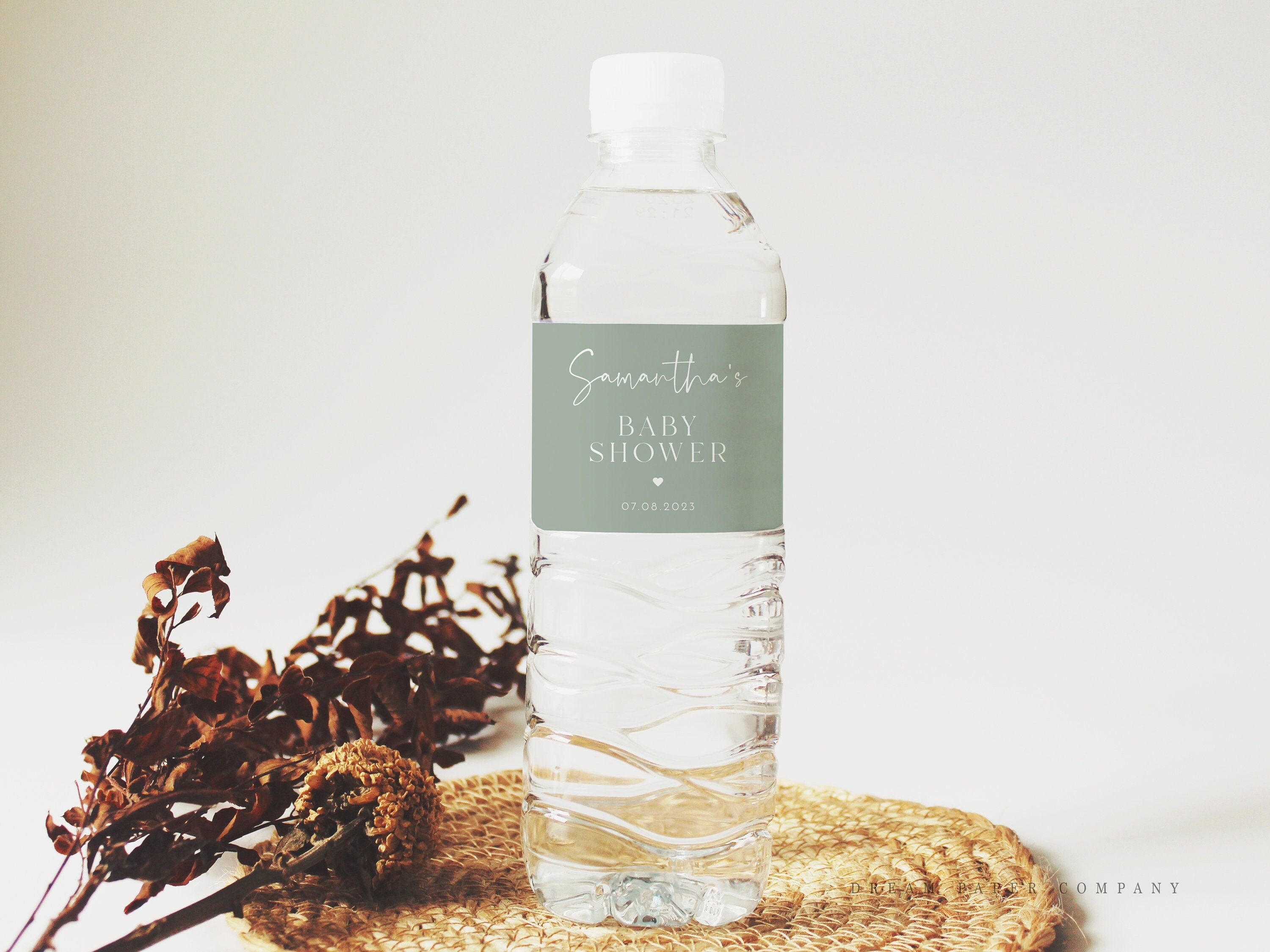 Sage Label Sage Green Water Bottle Label Template, Editable Water Bottle Labels ...
