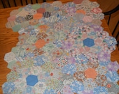 farmhouse, primitive, rustic, prairie, antique, vintage, fifteen (15) handmade quilt top flowers for crafting and sewing