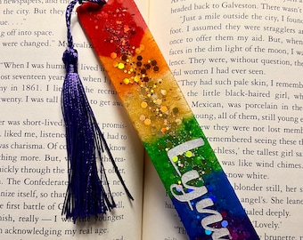 Personalized Rainbow Glitter Resin Bookmark