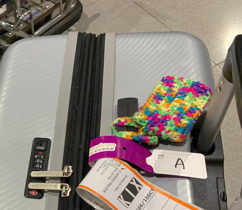 duffel bag tag overnight bag tag business card tag baggage tag wedding favor travel accessory Construction blaze orange luggage tag