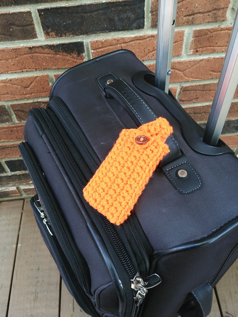 duffel bag tag overnight bag tag business card tag baggage tag wedding favor travel accessory Construction blaze orange luggage tag