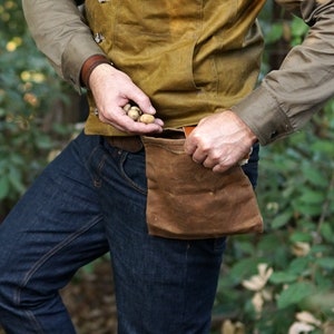 Leather Waxed Canvas Forager Bag - Wilderness Foraging Collection Pouch
