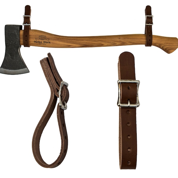 Leather Hanger Straps for Tool Display - Buckle Hangers, Display Hooks, Hanging Straps for Axes, Rifles, Long Guns, Tools