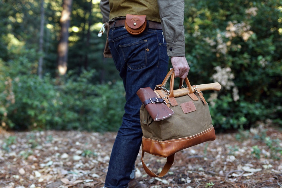 Waxed Canvas and Leather Mason Bag Tool Travel Bag 14 Opening Etsy