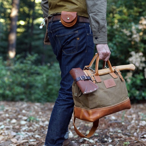 Leather and Waxed Canvas Mason Tool & Travel Bag 16 Etsy