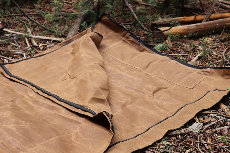Rustic Waxed Canvas Bedroll with leather roll straps Etsy