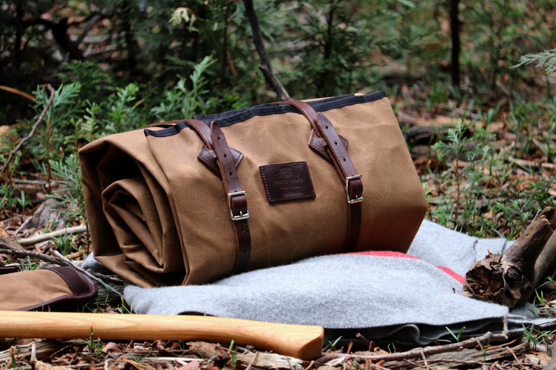 Rustic Waxed Canvas Cowboy Bedroll field Tan With Leather Etsy New Zealand