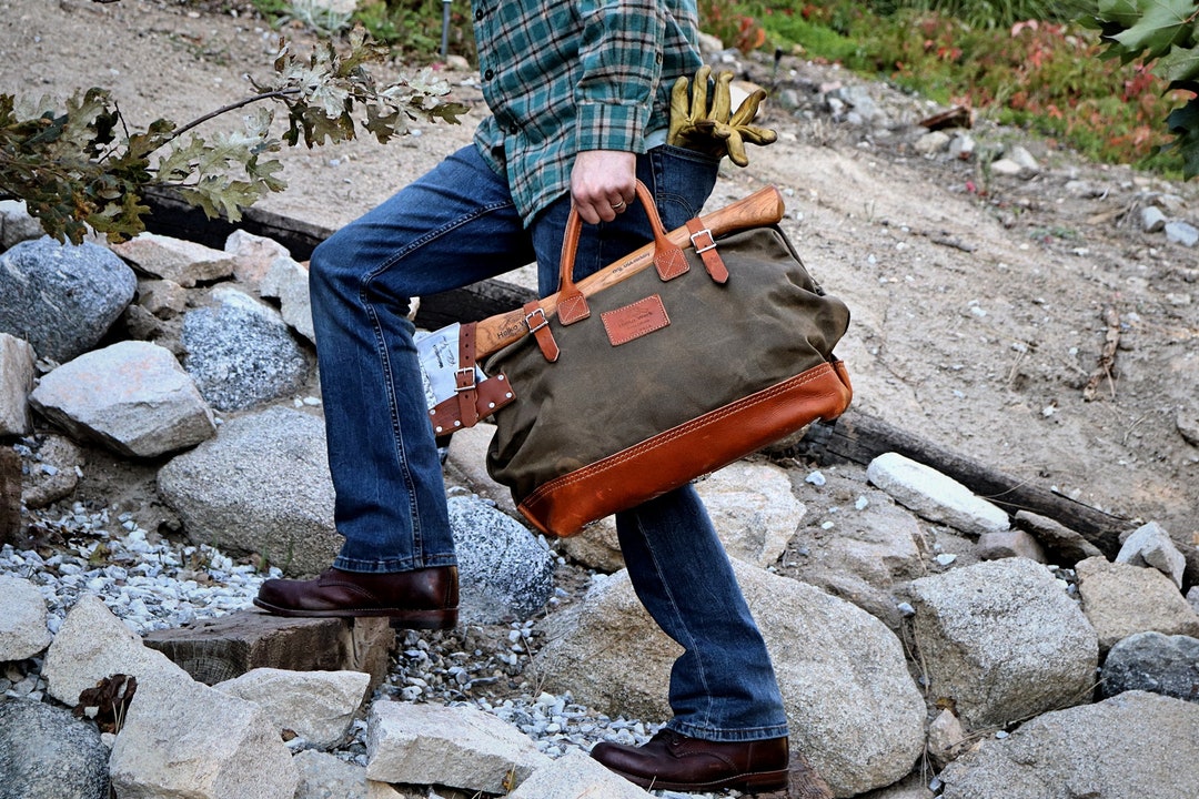 Waxed Canvas and Leather Mason Bag - Tool & Travel Bag (16 Waxed Canvas and Leather Mason Bag - Tool & Travel Bag (16