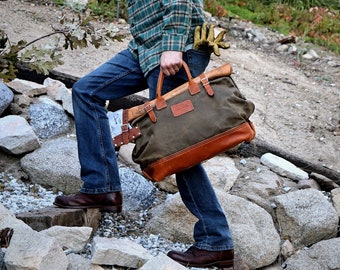 Waxed Canvas and Leather Mason Bag - Tool & Travel Bag (16")