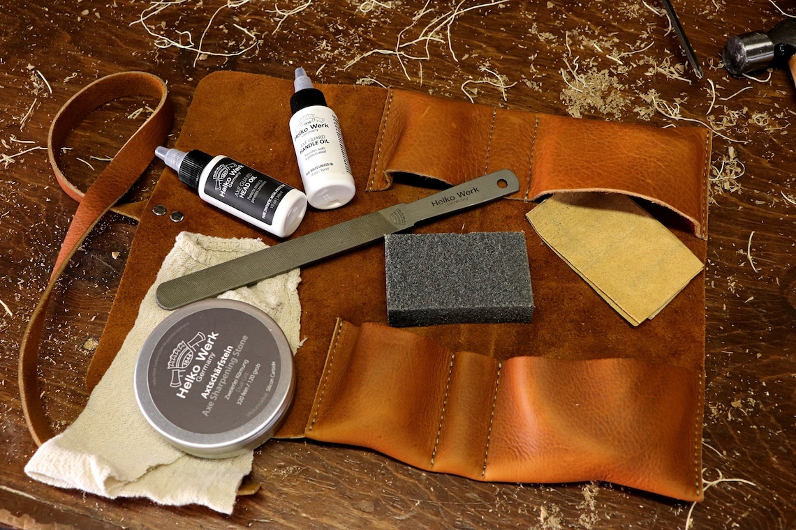 Axe Maintenance Kit With Leather Tool Roll Sharpening Etsy