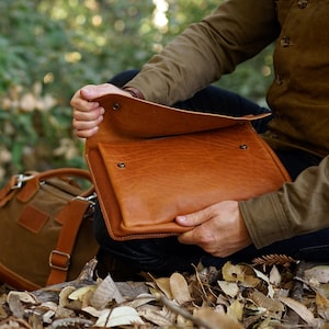 Leather Document Portfolio - Slim leather sleeve for important documents, writer's notebooks, or smaller laptops and tablets.