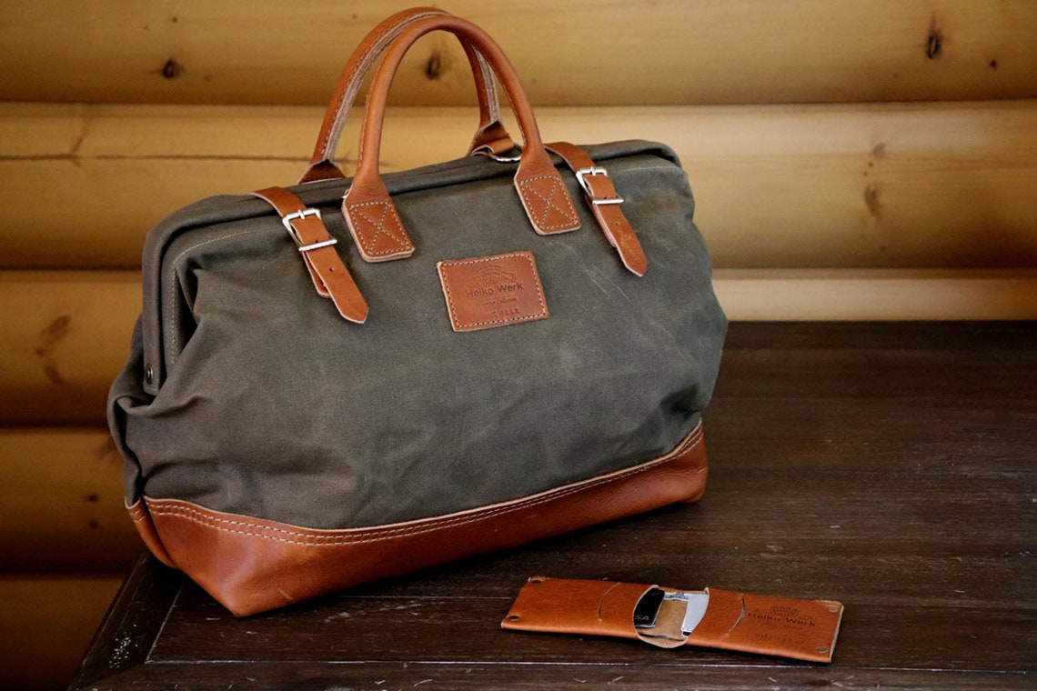 Leather and Waxed Canvas Mason Tool & Travel Bag 16 Etsy