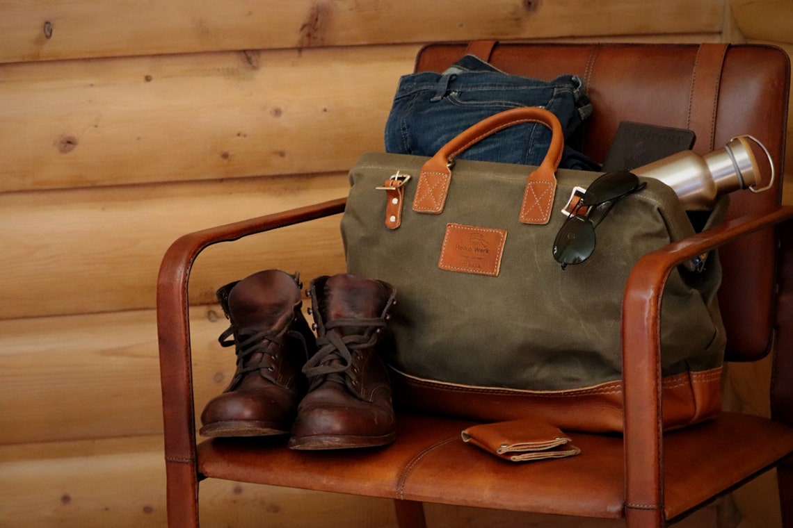 Leather and Waxed Canvas Mason Tool & Travel Bag 16 Etsy