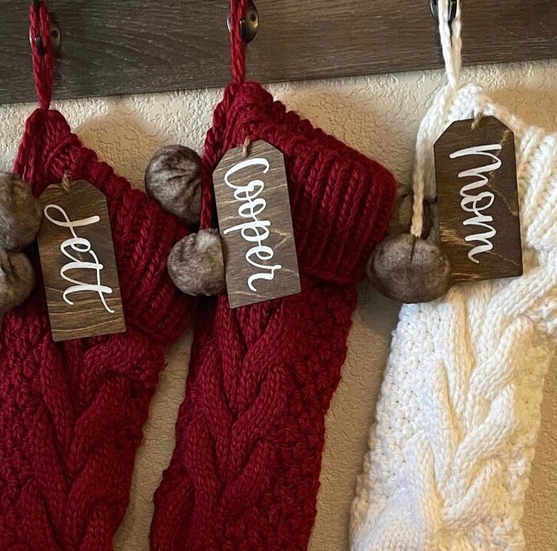 Stocking Tags Wood Stocking Tags Personalized Christmas Decor Personalized Stocking Tags image 1