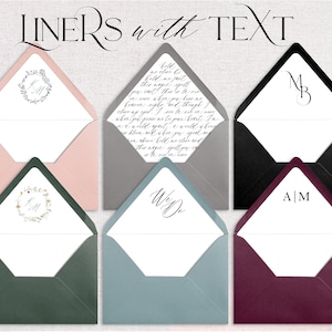 Envelope Liners with Text | DIY Wedding Invitation Add On Printed Liners | Wedding Invite Envelope Liner | Monogram Envelope Liner