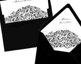 Mountain Skyline Envelope Liner, Black and White Line Art (Digital Download)