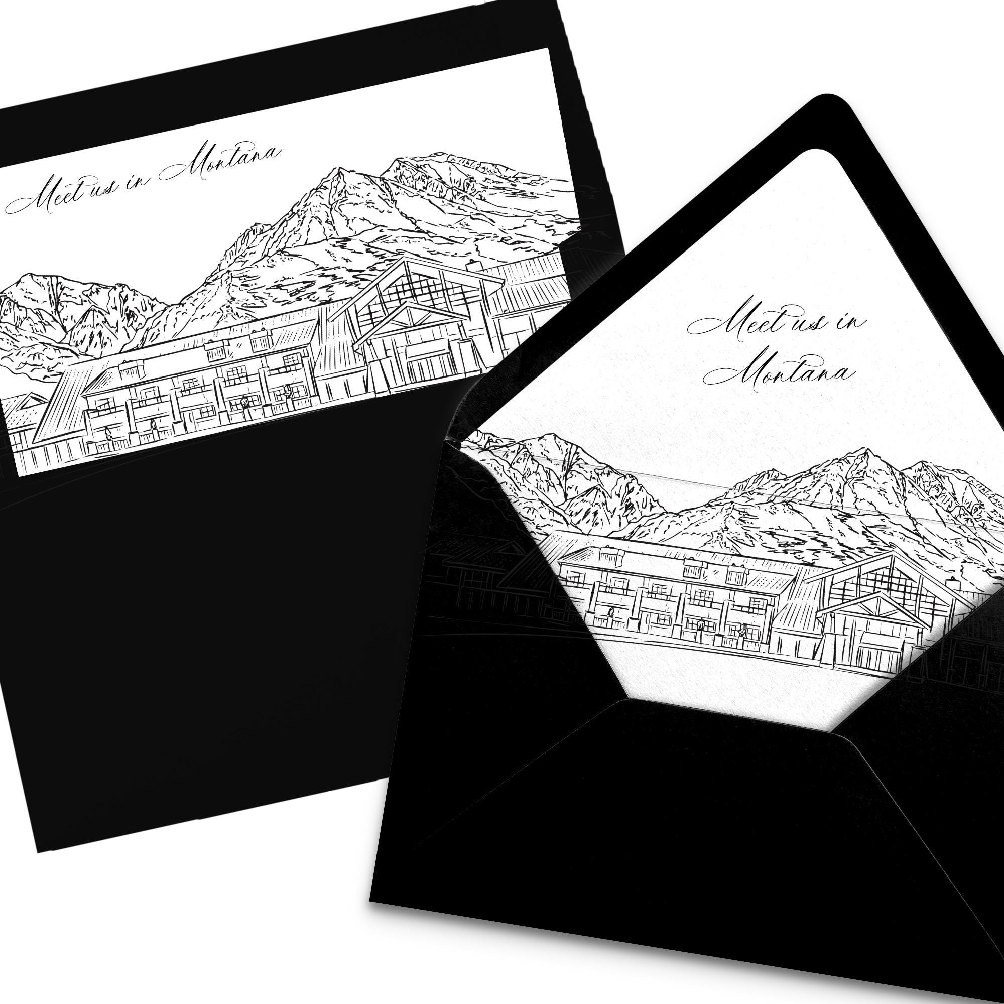 Montana Sage Lodge Envelope Liner: Black and White