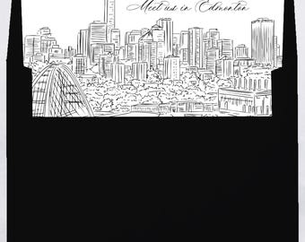 Edmonton Alberta Skyline Envelope Liner, Minimalist Wedding Invite (Digital Download)