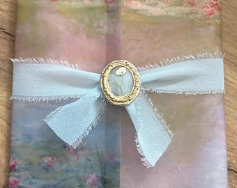 Handmade Pressed Flower Wax Seals | Gold Frame Stickers, Botanical Envelope Set