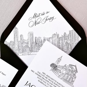 Custom Skyline Envelope Liners for any size envelopes | Envelope Liner with custom Skyline drawing of your city