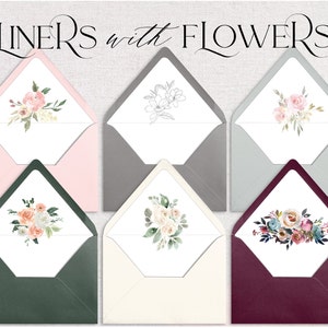 Envelope Liners with Flowers | DIY Wedding Invitation Printed Liners  | Wedding Invite Envelope Liner