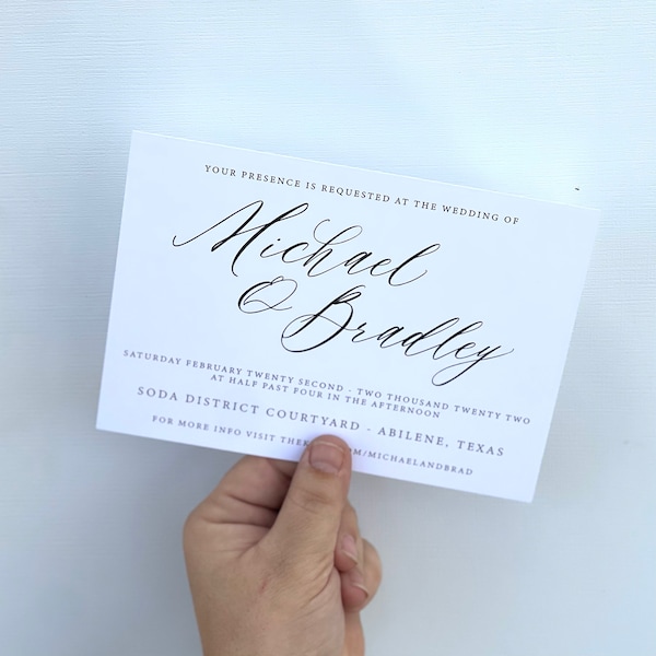 Simple Elegant Wedding Invitation | Custom Wedding Invite | Invite and RSVP | Affordable Invitation Sets