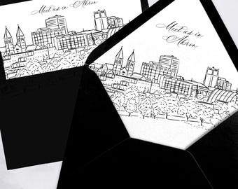 Akron Ohio Skyline Envelope Liner, Modern Line Art (Digital Download)