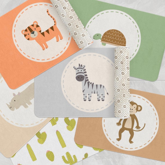 Safari Animal Cactus Kids Bathroom Mat Absorbent Memory Foam Etsy