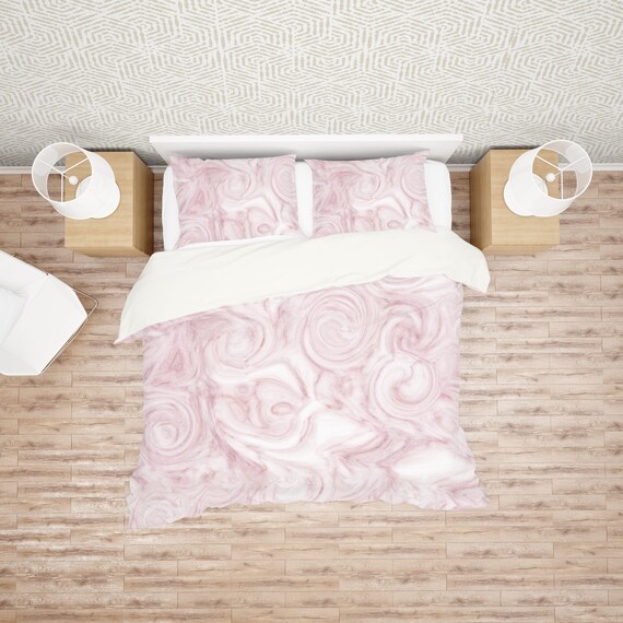 Rose Pink Agate Swirl Duvet Cover Modern Girl Bedding Etsy
