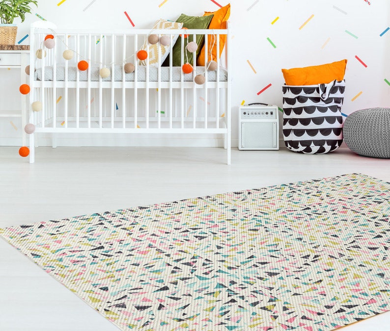 Pastel Terrazzo Geometric Woven Area Rug Boho Living Room Nursery Decor 4x6 5x7 3x5 2x3