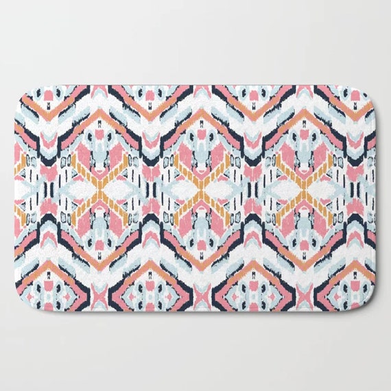 Navy Blue Pink Baby Blue Bath Mat Soft Microfiber Bath Rug Etsy