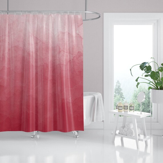 Rose Pink Ombre Fabric Shower Curtain Custom Shower Curtain Etsy