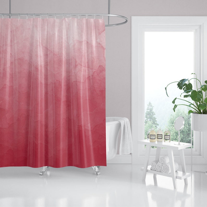 Rose Pink Ombre Fabric Shower Curtain Custom Image 0