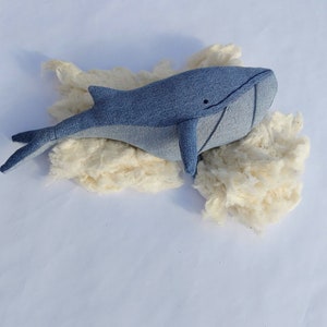 Cotton Stuffing Denim Animals, Whale Pillow, Dolphin, Shark, Recycled Denim Plush, Nautical Nursery, Organic Cotton