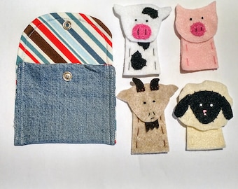 Juego de marionetas de granja, marionetas de fieltro para dedos, juguete silencioso para niños, regalo para bebé