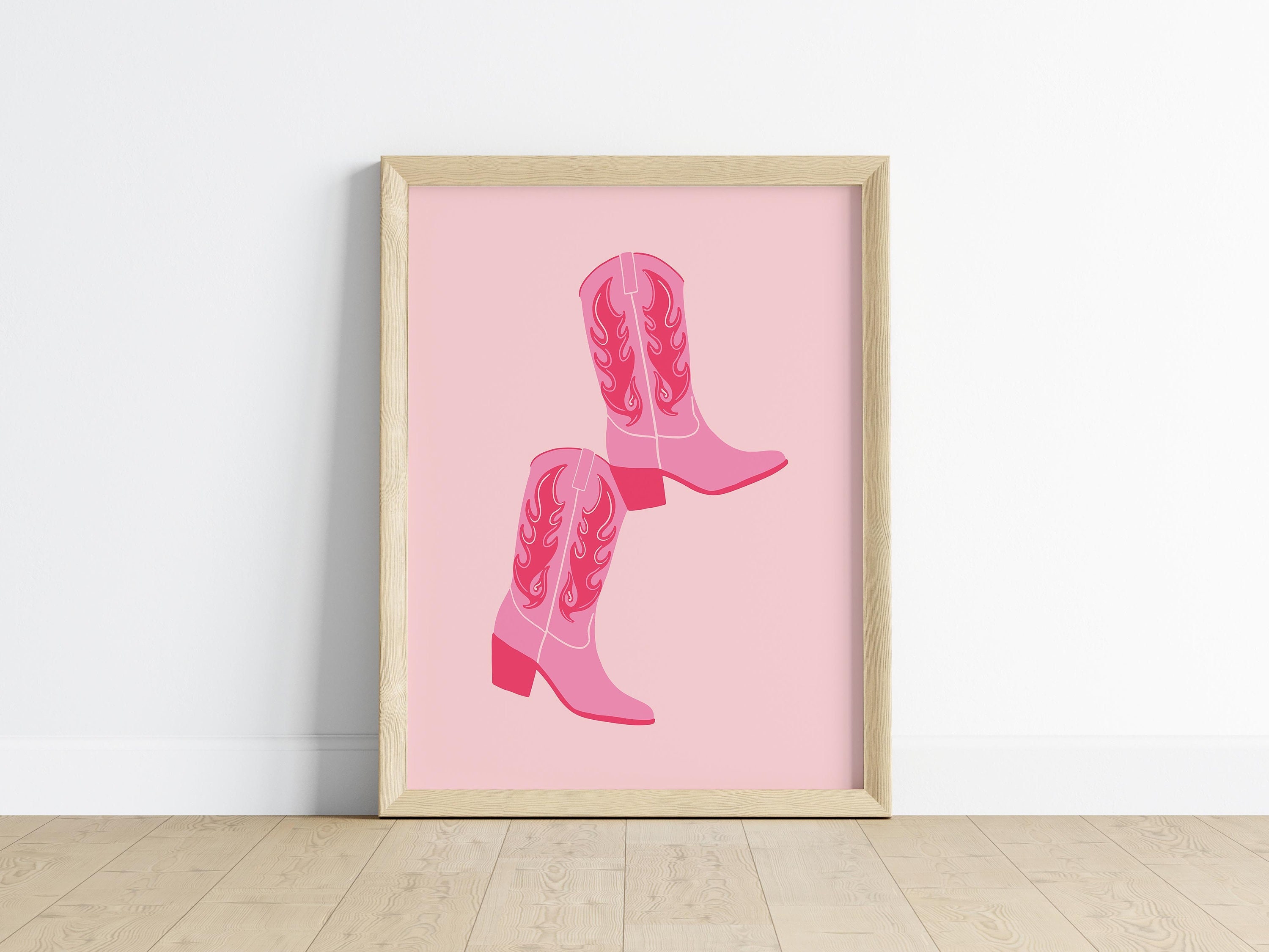 Pink Cowboy Cowgirl Boots Digital Art Print Etsy Canada