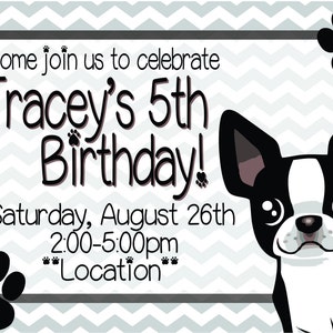 Boston Terrier Kids Birthday Invitation
