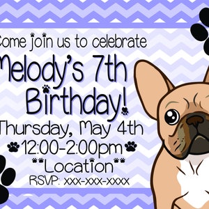 French Bulldog Kids Birthday Invitation