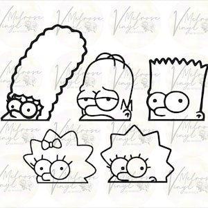 Simpsons Family Ride Along&#39;s - Vinyl Decal Sticker - The Simpsons  - Various Colors and Sizes