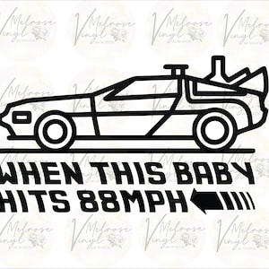 Back to the Future DeLorean - Vinyl Decal Sticker -  Back to the Future - Various Colors and Sizes