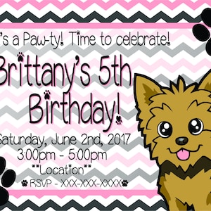 Yorkie Kids Birthday Invitation