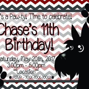 Scottie Terrier Kids Birthday Invitation