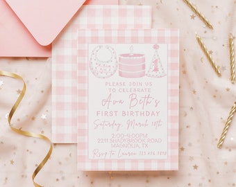 First Birthday Cake Invitation | Have Your Cake Birthday Invitation | Cake Theme First Birthday | Pink 1st Birthday | One Candle |