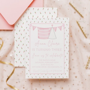 Rosebud Floral Birthday Party l Bows and Blooms Watercolor Clipart Birthday Invitation l Girl's Party Invite l First Birthday l Vintage Rose