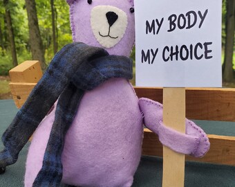 LILLY Rally Felt Bear with scarf Eco-friendly felt hippie bear CHOOSE Your SIGN