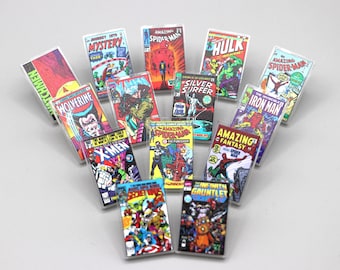 Pines de solapa réplica de portadas de cómics