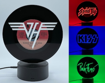 Álbum de rock "Single 45's" - Arte de fan con borde de vinilo iluminado con LED