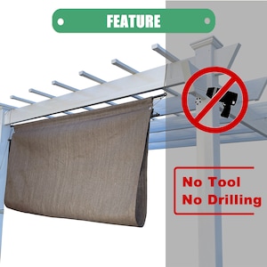 Custom Outdoor No Drill Half Folding Pergola Shade Drape- Exterior Privacy Shade Blind for Patio Porch